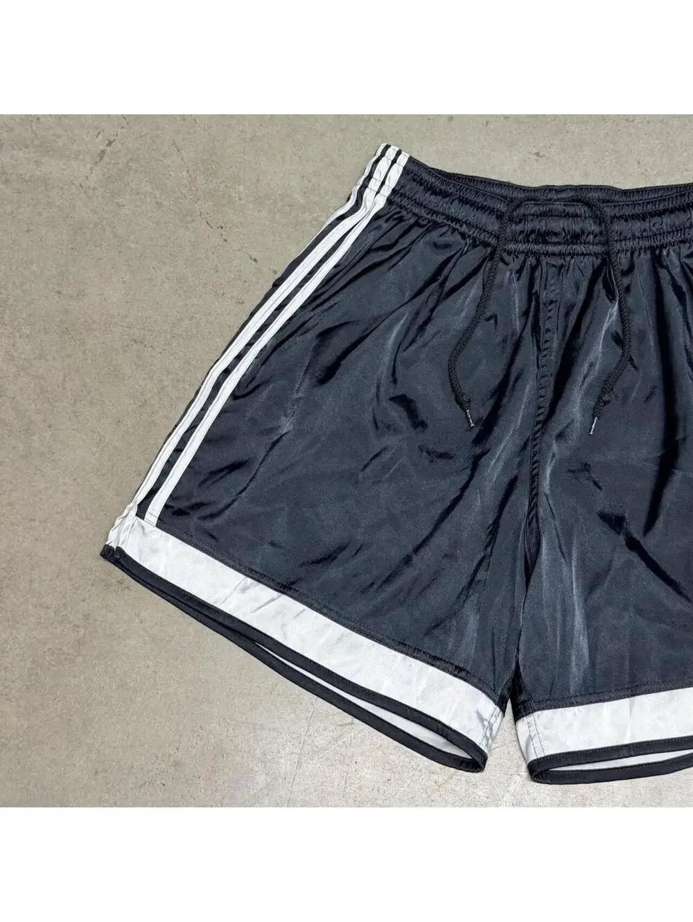 Vintage Adidas Satin Soccer Shorts Mens Large Black Shiny Silky Dazzle 90s Y2K